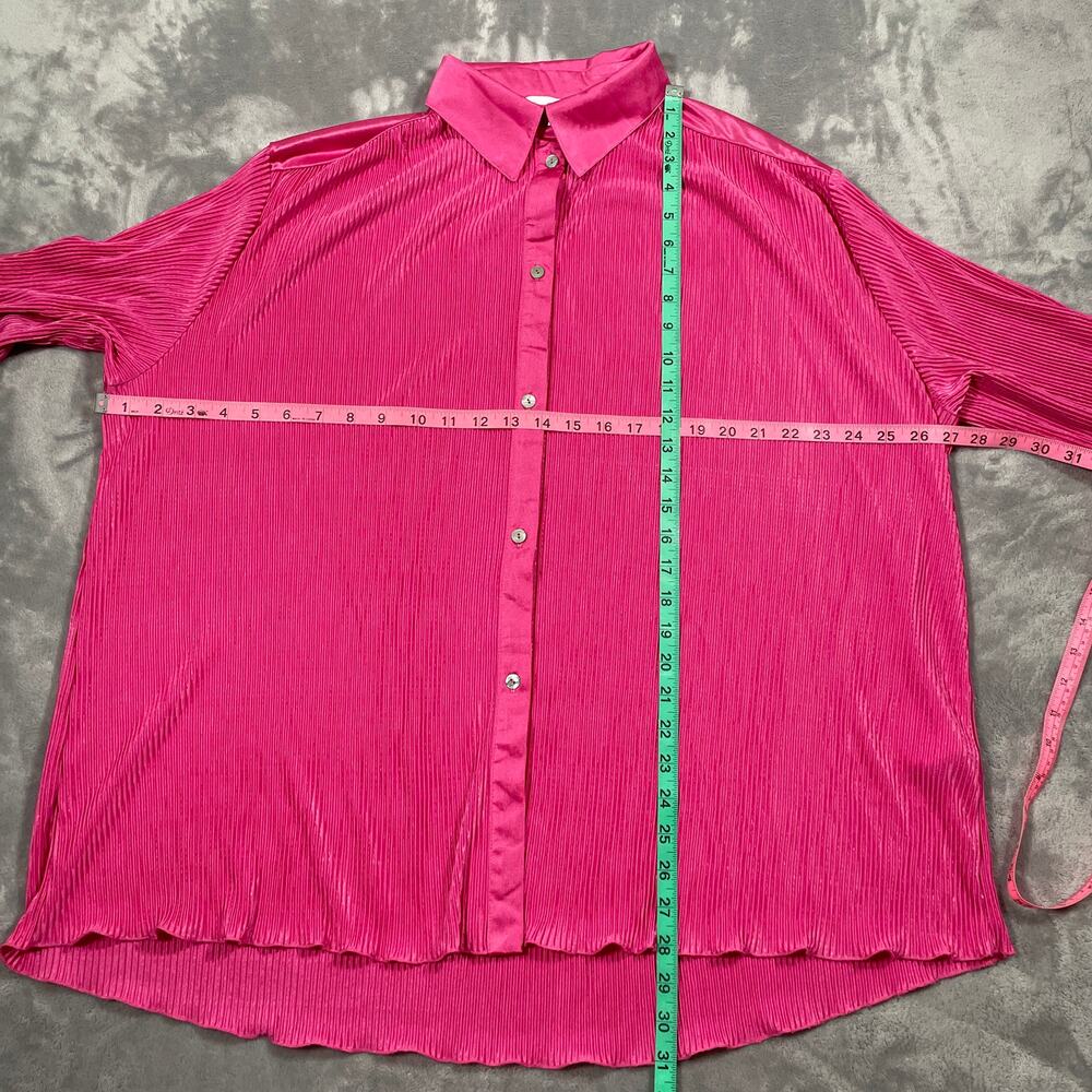 Sleeper Pajama Set Medium Pink Origami Plisse Flowy Silky Lounge Flared Stretch - Picture 9 of 12